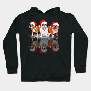 Shadow Bulldog Dog Christmas Sweatershirt Cute Bulldog Santar Hat Gift T-Shirt Hoodie